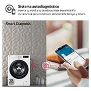 LG Lavadora inteligente AI Direct Drive,  Vapor,  10kg ,  1400rpm Un 10% más eficiente que A, Serie 500, F4WR5010A6W