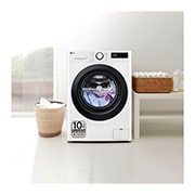 LG Lavadora inteligente AI Direct Drive,  Vapor,  10kg ,  1400rpm Un 10% más eficiente que A, Serie 500, F4WR5010A6W