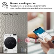 LG Lavadora inteligente AI Direct Drive. TurboWash 360º, Vapor,  10kg ,  1400rpm Un 10% más eficiente que A, Serie 600, F4WR6010A1W