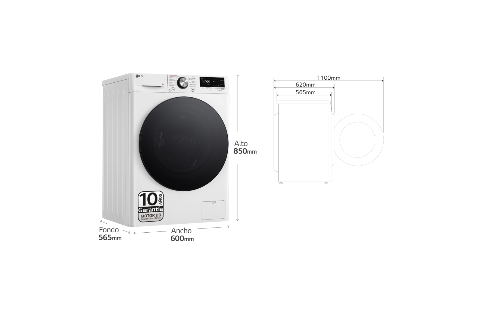 LG Outlet Lavadora inteligente AI Direct Drive. TurboWash 360º, Vapor+, 9kg , 1400rpm Un 10% más eficiente que A, Serie 700, F4WR7009AGW.OUTLET