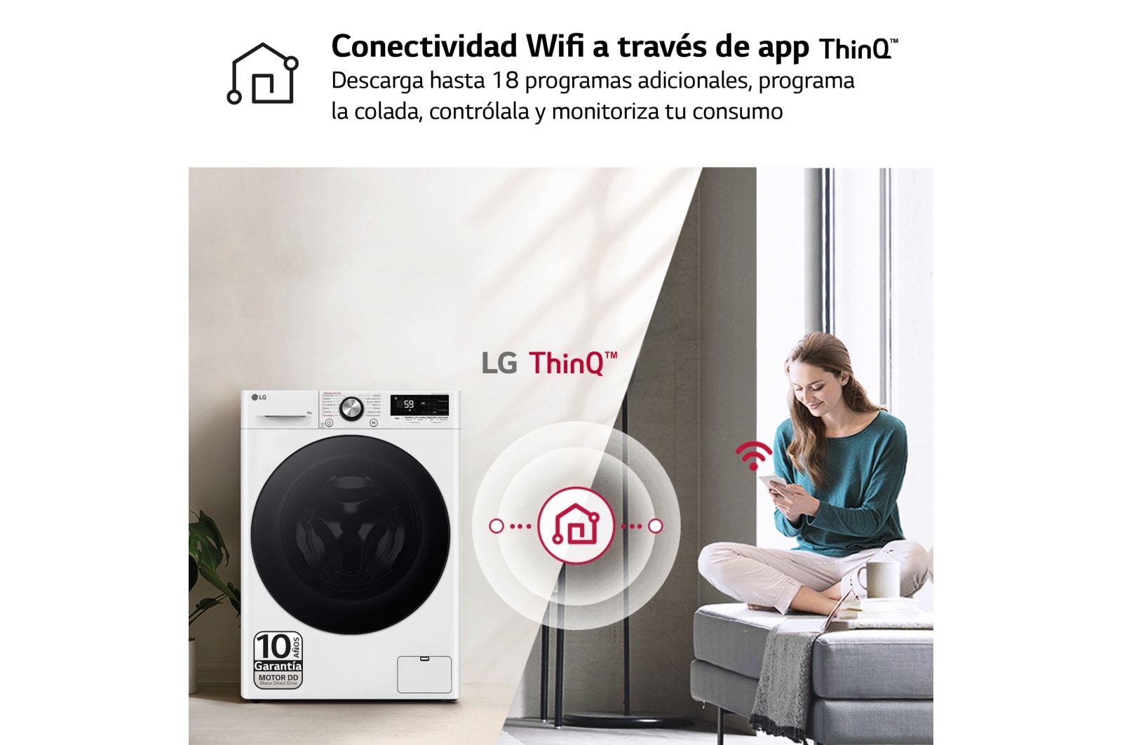 LG Outlet Lavadora inteligente AI Direct Drive. TurboWash 360º, Vapor+, 9kg , 1400rpm Un 10% más eficiente que A, Serie 700, F4WR7009AGW.OUTLET