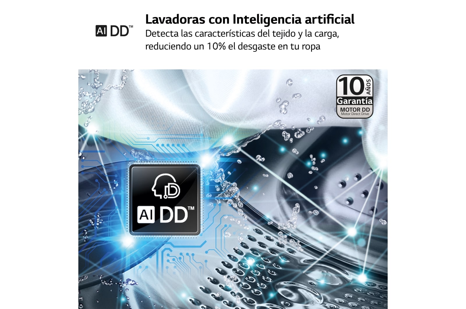 LG Lavadora inteligente AI Direct Drive. TurboWash 360º, Vapor+, 10kg , 1400rpm Un10% más eficiente que A, Serie 700, F4WR7010AGS