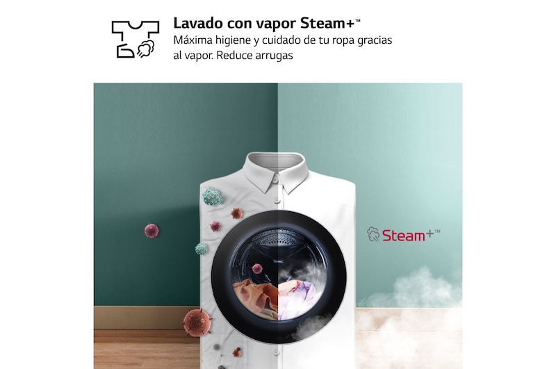 LG Lavadora inteligente AI Direct Drive. TurboWash 360º, Vapor+, 10kg , 1400rpm Un10% más eficiente que A, Serie 700, F4WR7010AGS