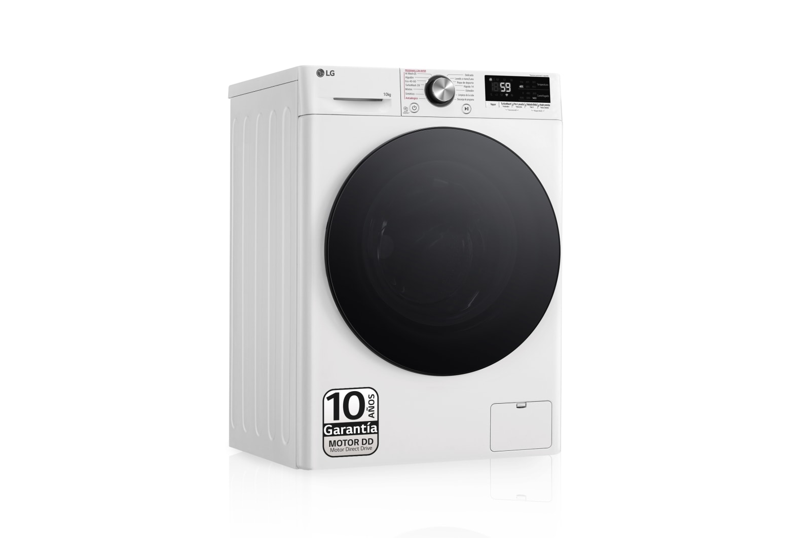 LG Lavadora 10kg , 1400rpm Un 10% más eficiente que A, TurboWash 360º- Steam +, F4WR7010AGW.OBSEXC