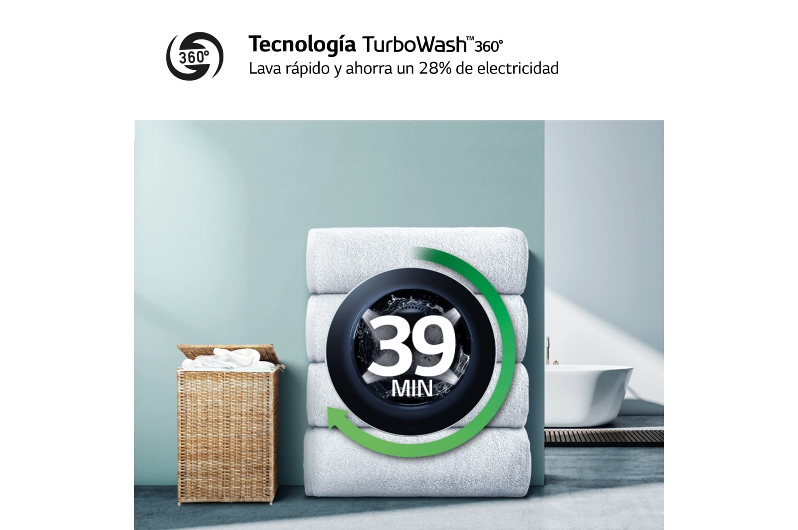 LG Lavadora 10kg , 1400rpm Un 10% más eficiente que A, TurboWash 360º- Steam +, F4WR7010AGW.OBSEXC