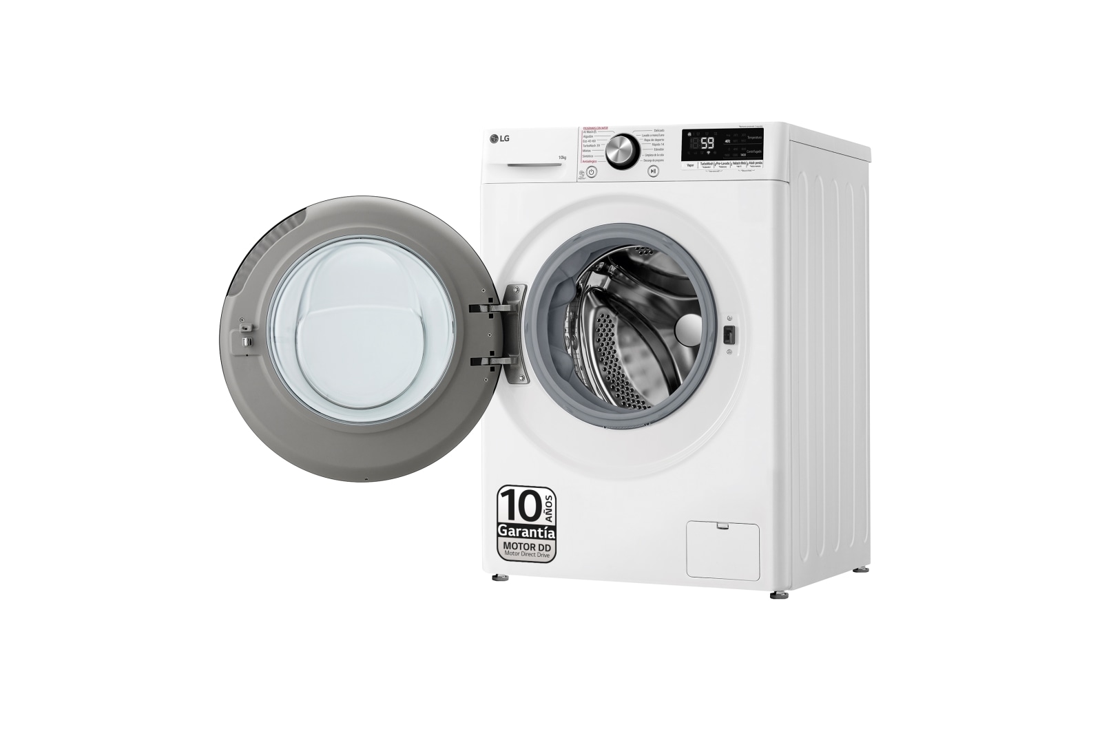 LG Lavadora 10kg , 1400rpm Un 10% más eficiente que A, TurboWash 360º- Steam +, F4WR7010AGW.OBSEXC