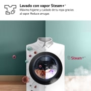 LG Lavadora 10kg ,  1400rpm  Un 10% más eficiente que A,   TurboWash 360º- Steam +, F4WR7010AGW