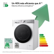 LG Lavadora inteligente AI Direct Drive. TurboWash 360º, Vapor+,  9kg ,  1400rpm Un 40% más eficiente que A, Serie 900, F4WR9009A2W