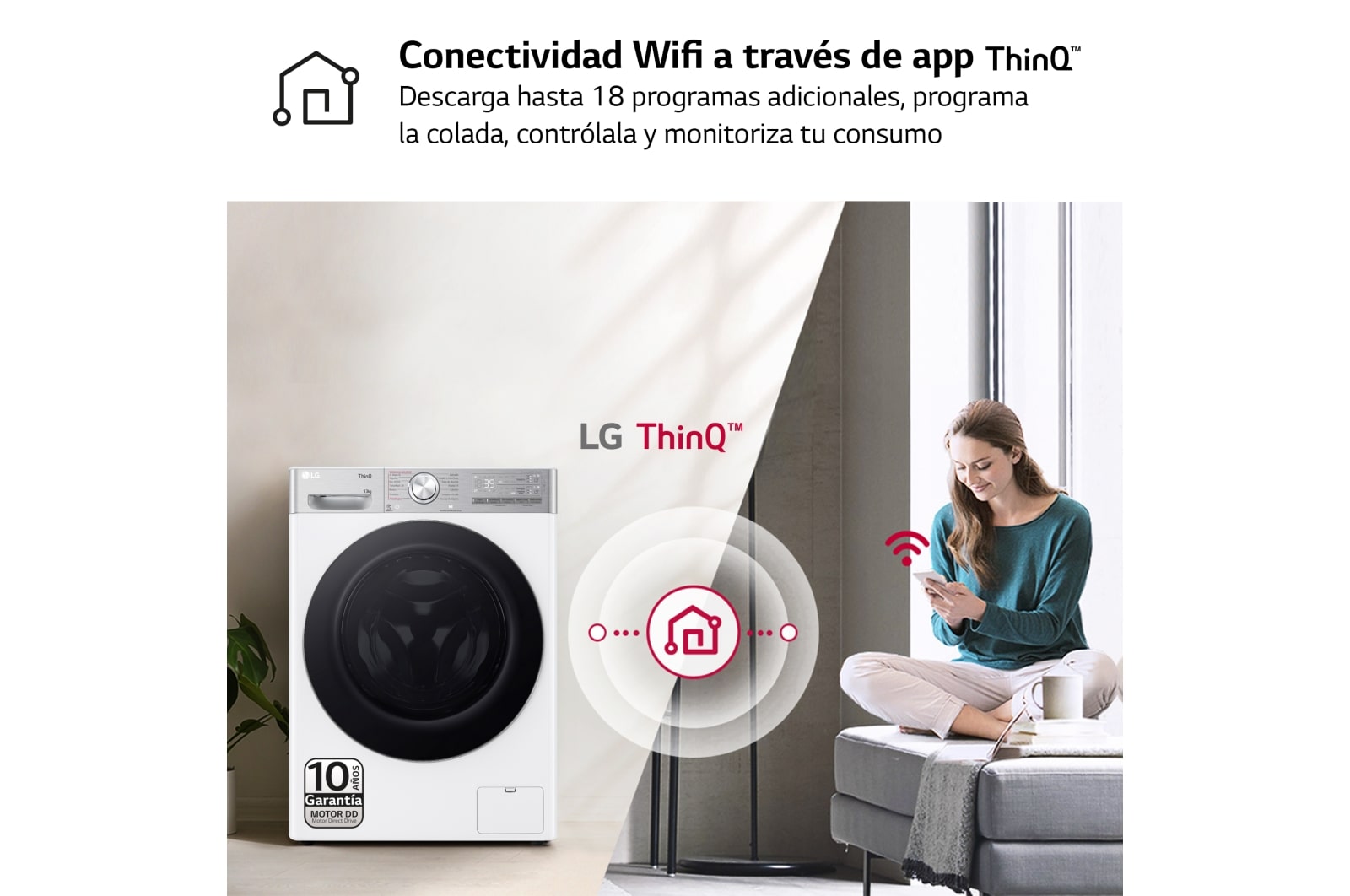 LG Lavadora inteligente AI Direct Drive. TurboWash 360º, Autodosificación, 13kg , 1400rpm Un 20% más eficiente que A, Serie 950, F4WR9513A2W