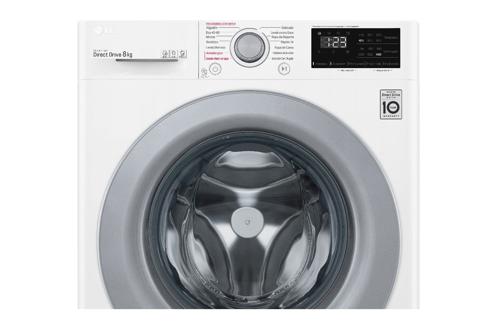 LG Lavadora inteligente AI Direct Drive 8kg, 1400rpm, Clasificación C Blanca, Serie 300, F4WV3008S4W