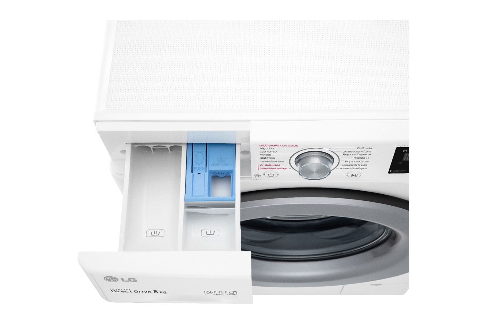 LG Lavadora inteligente AI Direct Drive 8kg, 1400rpm, Clasificación C Blanca, Serie 300, F4WV3008S4W