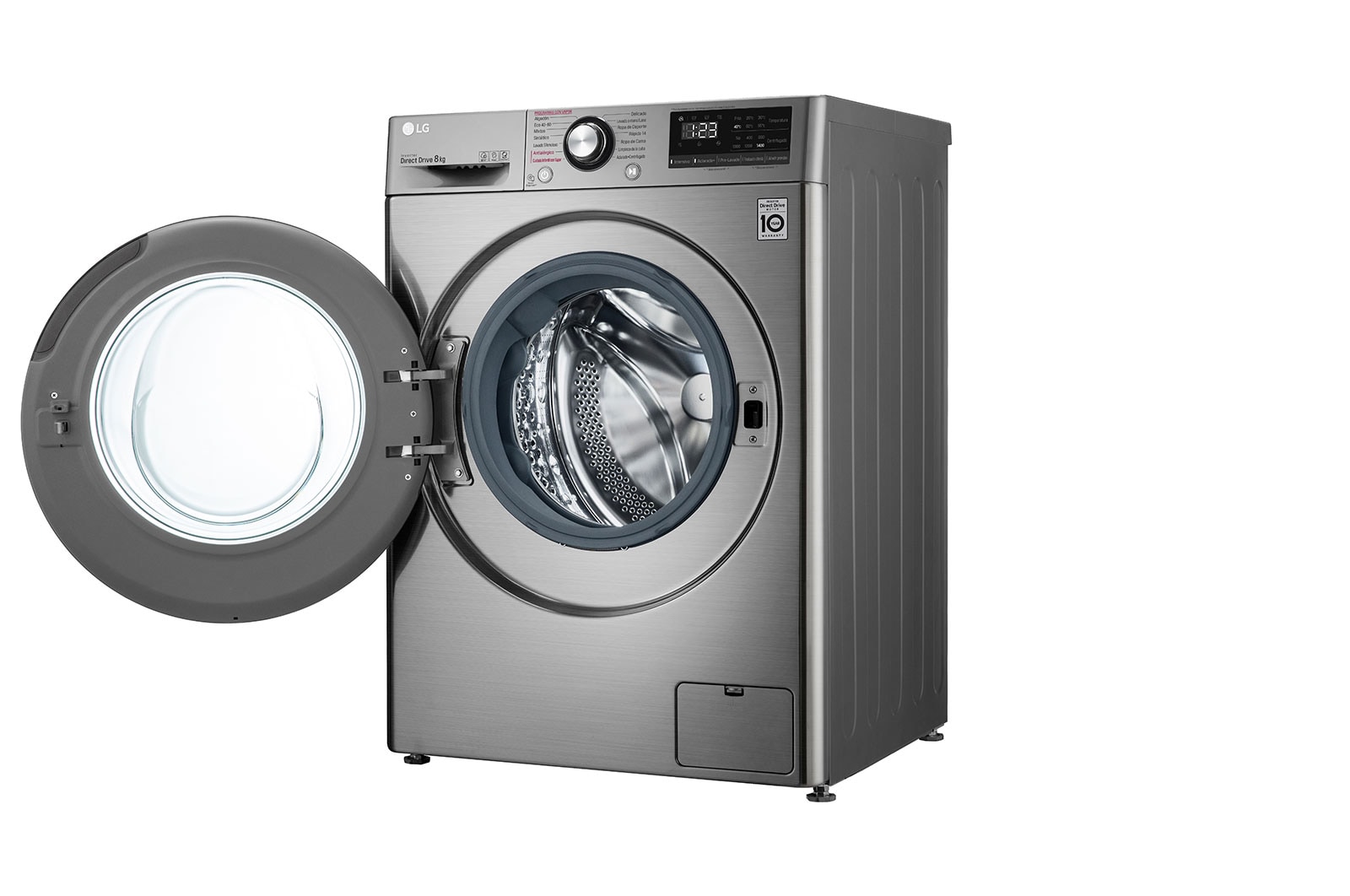 LG Lavadora inteligente AI Direct Drive 8kg, 1400rpm, Clasificación C,  Inox antihuellas, Serie 300, F4WV3008S6S