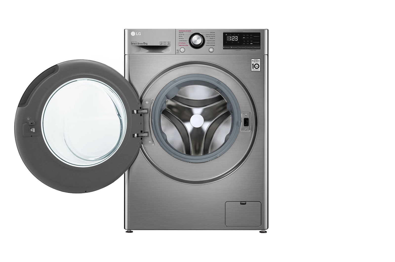 LG Lavadora inteligente AI Direct Drive 8kg, 1400rpm, Clasificación C,  Inox antihuellas, Serie 300, F4WV3008S6S