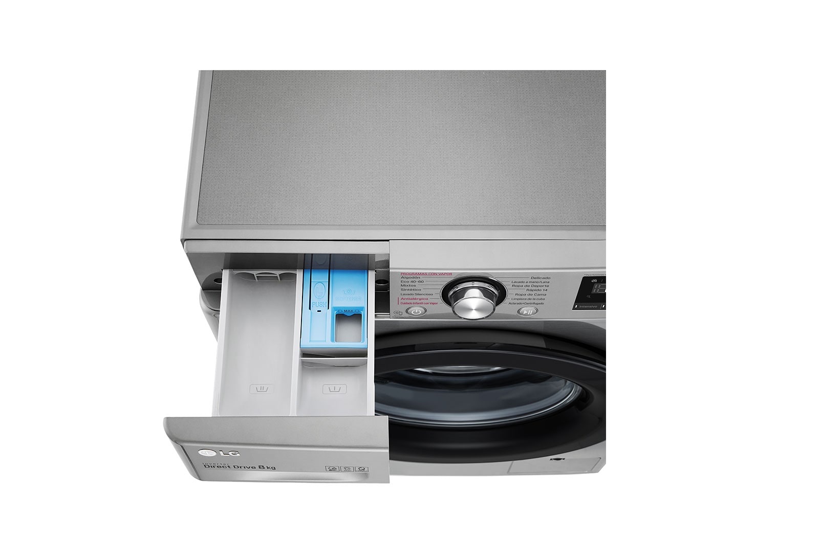 LG Lavadora inteligente AI Direct Drive 8kg, 1400rpm, Clasificación C,  Inox antihuellas, Serie 300, F4WV3008S6S