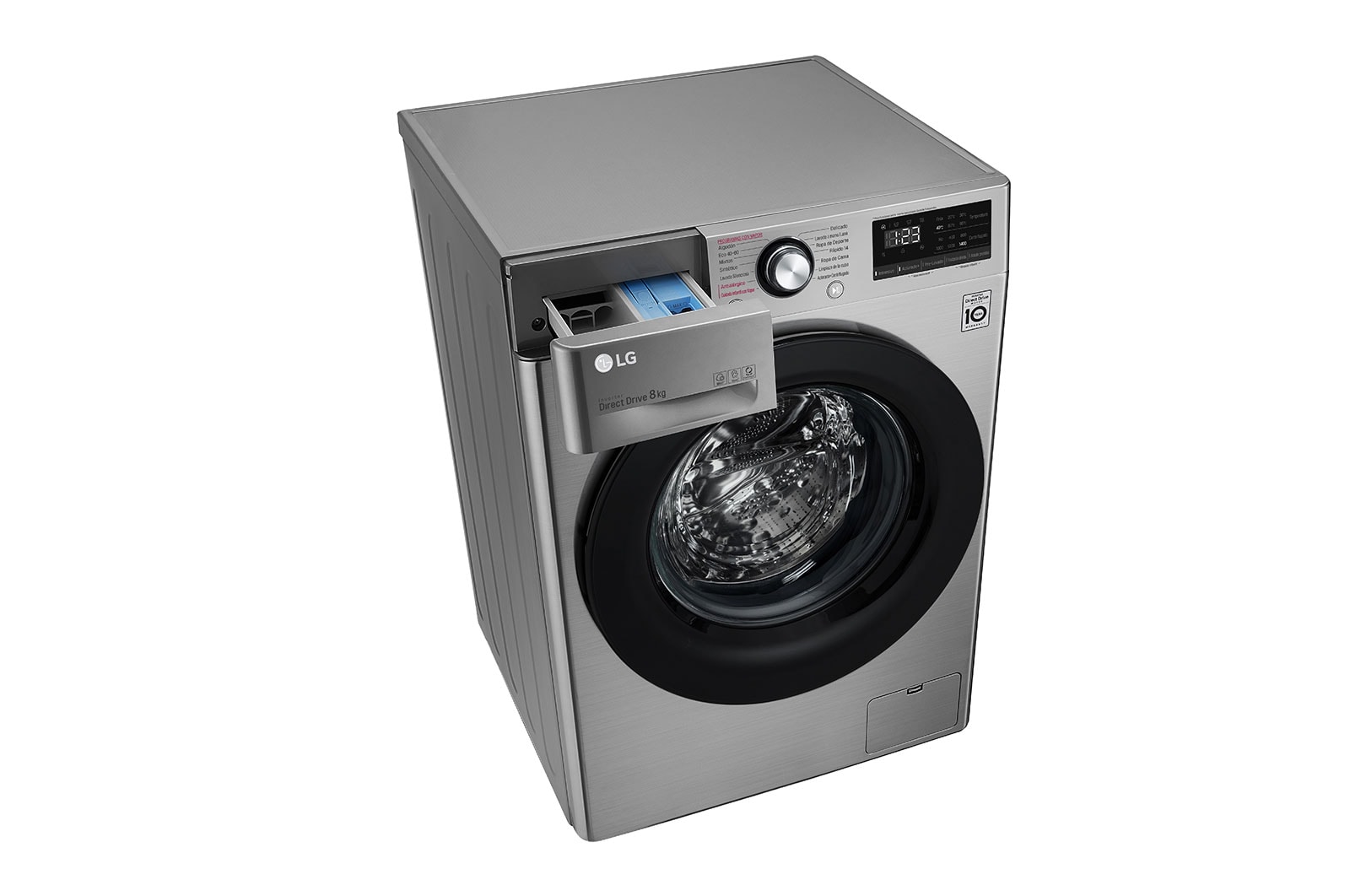 LG Lavadora inteligente AI Direct Drive 8kg, 1400rpm, Clasificación C,  Inox antihuellas, Serie 300, F4WV3008S6S