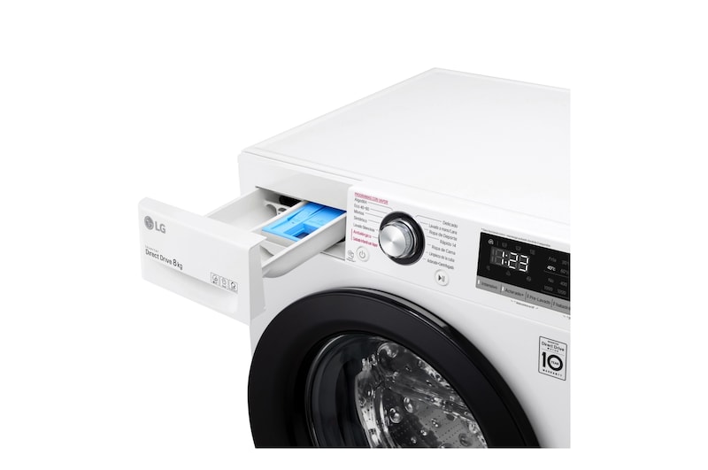 LG Lavadora inteligente AI Direct Drive 8kg, 1400rpm, Clasificación C, Blanca, Serie 300, F4WV3008S6W