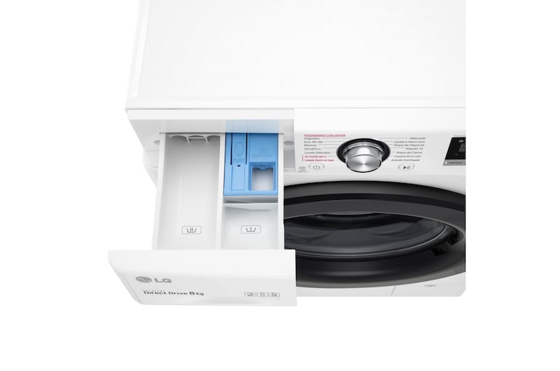 LG Lavadora inteligente AI Direct Drive 8kg, 1400rpm, Clasificación C, Blanca, Serie 300, F4WV3008S6W