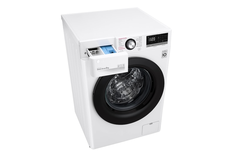LG Lavadora inteligente AI Direct Drive 8kg, 1400rpm, Clasificación C, Blanca, Serie 300, F4WV3008S6W