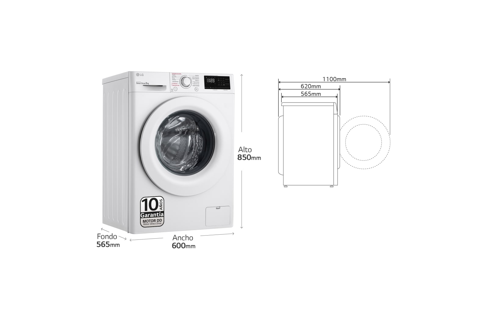 LG Lavadora inteligente AI Direct Drive 9kg, 1400rpm, Clasificación B, Blanca, Serie 300, F4WV3009S3W