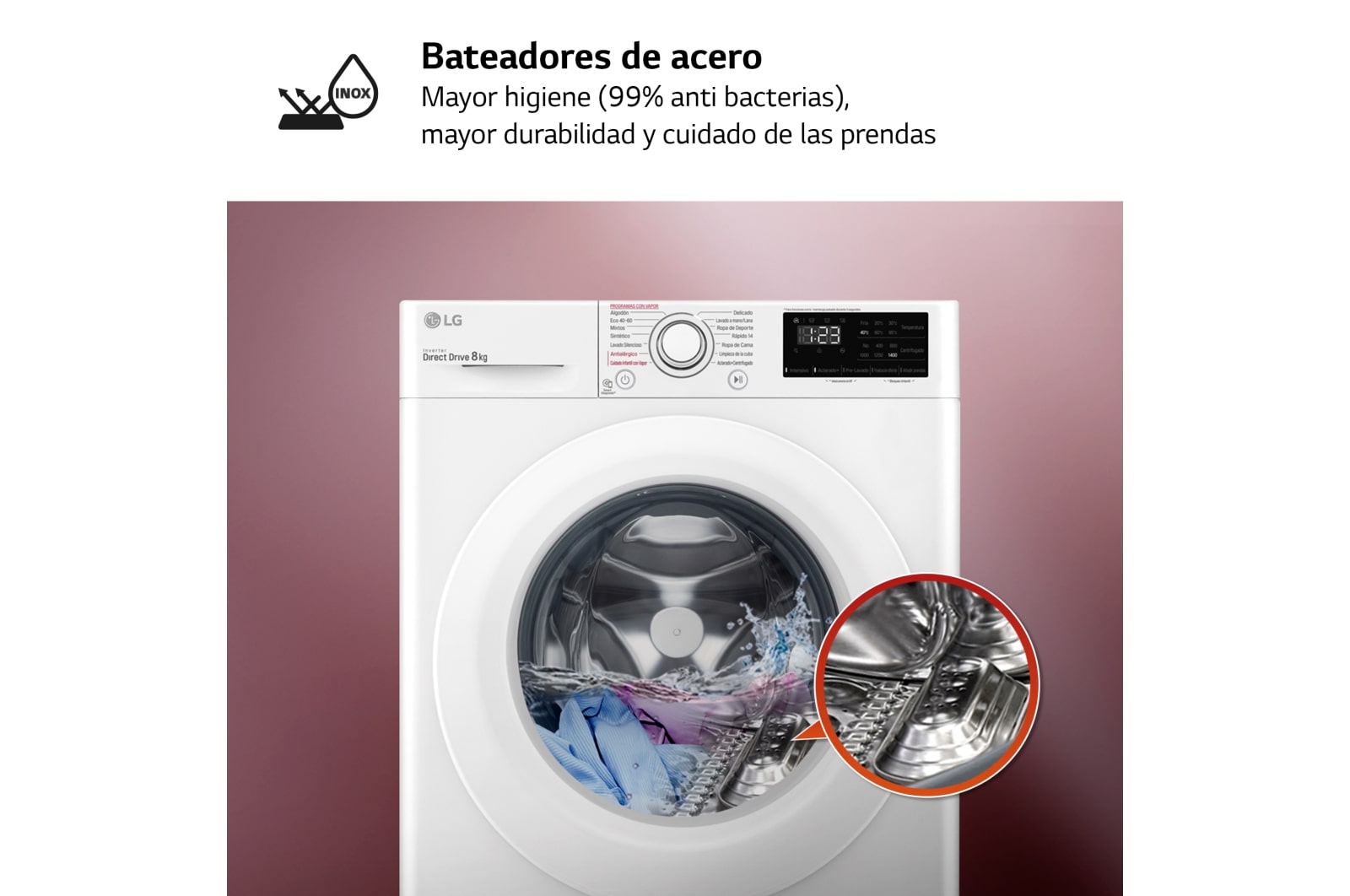 LG Lavadora inteligente AI Direct Drive 9kg, 1400rpm, Clasificación B, Blanca, Serie 300, F4WV3009S3W