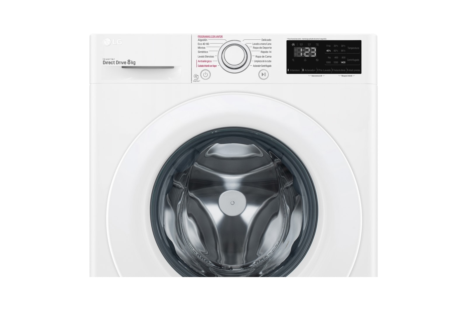 LG Lavadora inteligente AI Direct Drive 9kg, 1400rpm, Clasificación B, Blanca, Serie 300, F4WV3009S3W