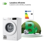 LG Lavadora inteligente AI Direct Drive 9kg, 1400rpm, Clasificación B, Blanca, Serie 300, F4WV3009S3W