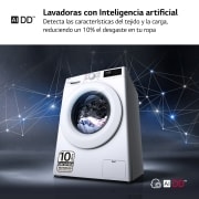 LG Lavadora inteligente AI Direct Drive 9kg, 1400rpm, Clasificación B, Blanca, Serie 300, F4WV3009S3W