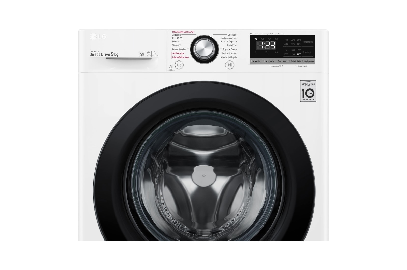 LG Lavadora inteligente AI Direct Drive 9kg, 1400rpm, Clasificación B, Blanca, Serie 300, F4WV3009S6W