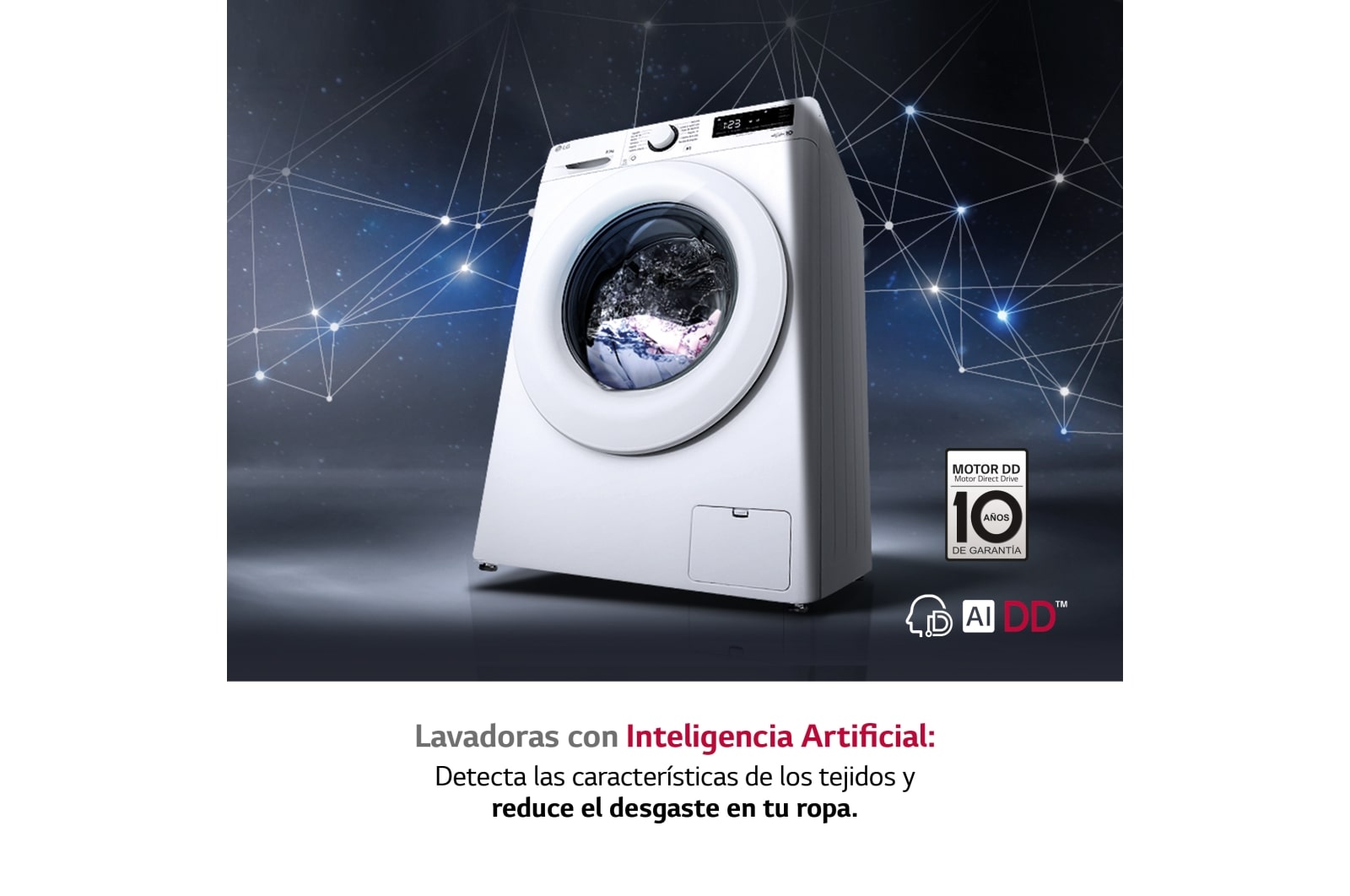 LG Lavadora inteligente  AI Direct Drive<sup>TM</sup>, con Vapor, 10,5kg, 1400,  Clasificación A Blanca, Serie 300, F4WV301S3WA