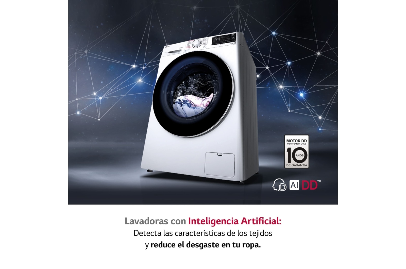 LG Lavadora inteligente  AI Direct Drive TM, con Vapor, 10,5kg, 1400,  Clasificación A Blanca, Serie 300, F4WV301S6WA