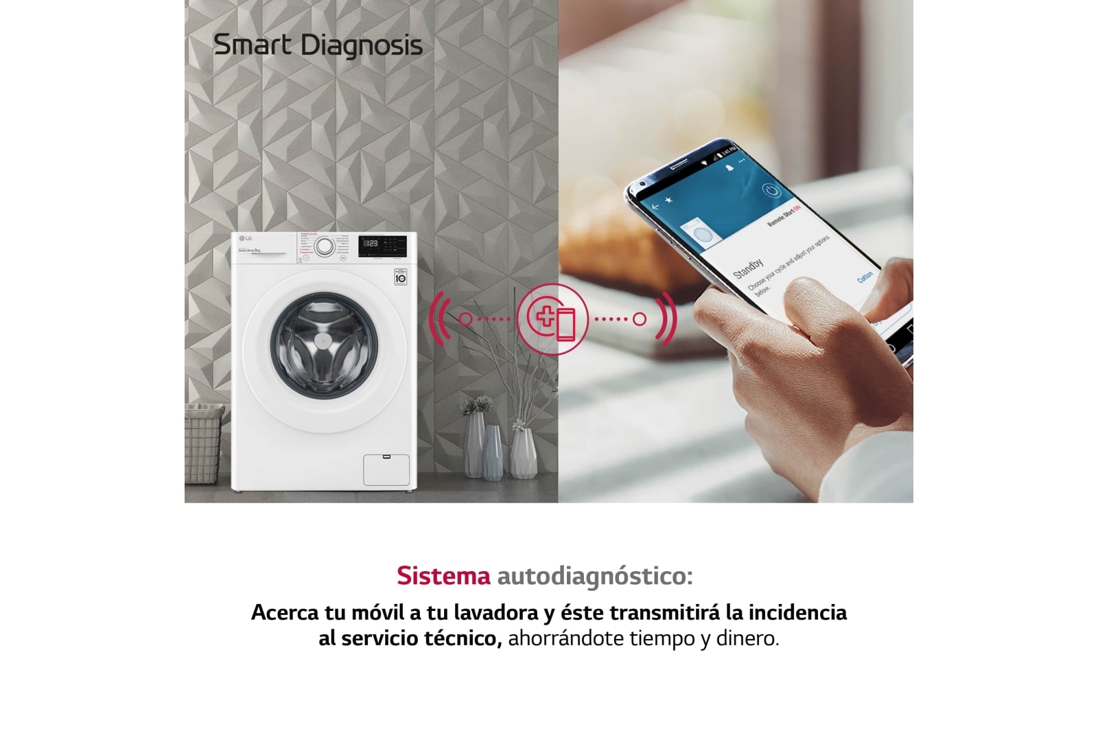 LG Lavadora inteligente AI Direct Drive TM, con Vapor, 9kg, 1400 Clasificación A, Blanca , Serie 300, F4WV309S3WA