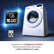 LG Lavadora inteligente AI Direct Drive TM, con Vapor, 9kg, 1400 Clasificación A, Blanca , Serie 300, F4WV309S3WA