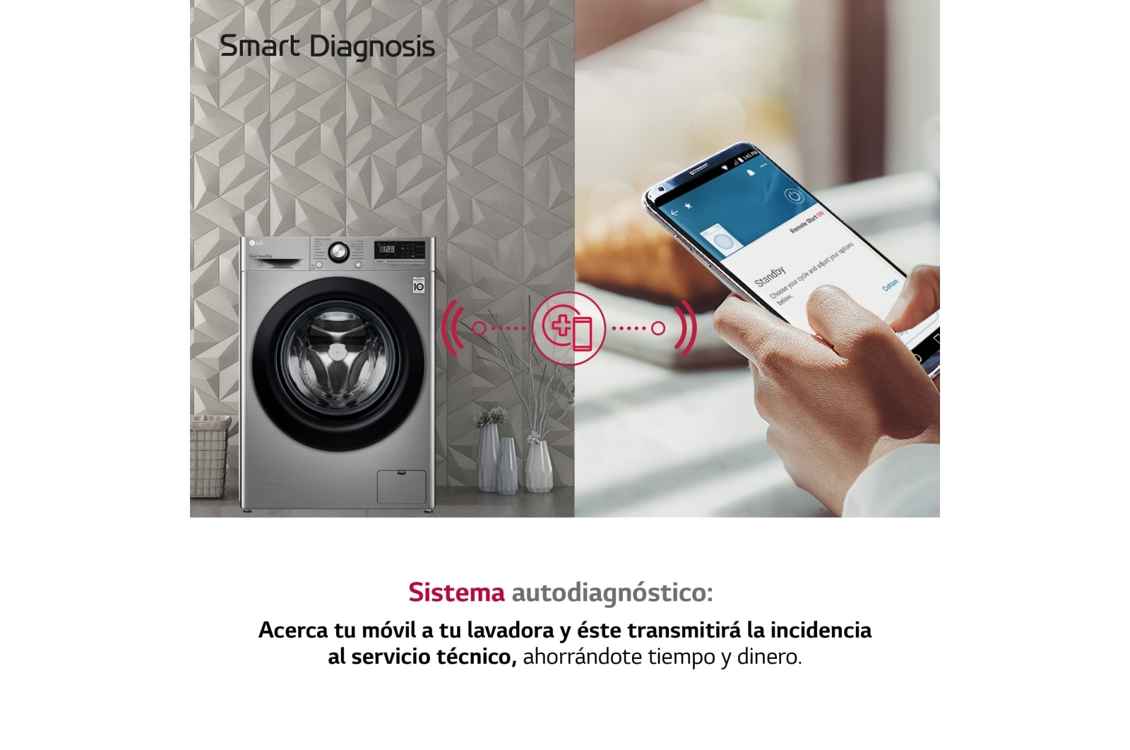 LG Lavadora inteligente AI Direct Drive <sup>TM</sup>, con Vapor, 9kg, 1400 Clasificación A, Inox antihuellas , Serie 300, F4WV309S6SA