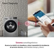 LG Lavadora inteligente AI Direct Drive <sup>TM</sup>, con Vapor, 9kg, 1400 Clasificación A, Inox antihuellas , Serie 300, F4WV309S6SA