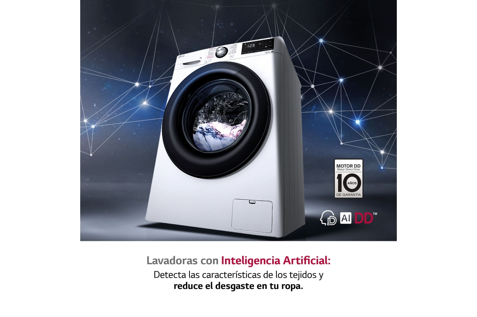 LG Lavadora inteligente AI Direct Drive<sup>TM</sup>, con Vapor, 9kg, 1400 Clasificación A, Blanca , Serie 300, F4WV309S6WA