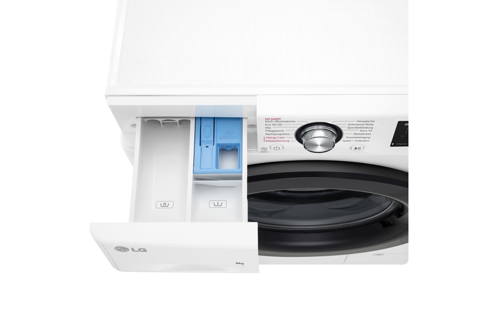 LG Lavadora inteligente AI Direct Drive<sup>TM</sup>, con Vapor, 9kg, 1400 Clasificación A, Blanca , Serie 300, F4WV309S6WA