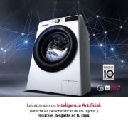 LG Lavadora inteligente AI Direct Drive<sup>TM</sup>, con Vapor, 9kg, 1400 Clasificación A, Blanca , Serie 300, F4WV309S6WA