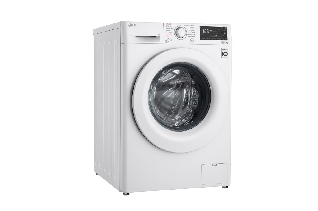 LG Lavadora inteligente AI Direct Drive TM, con Vapor, autodosificación detergente, 9kg, 1400, Clasificación B Blanca, Serie 350, F4WV3509S3W
