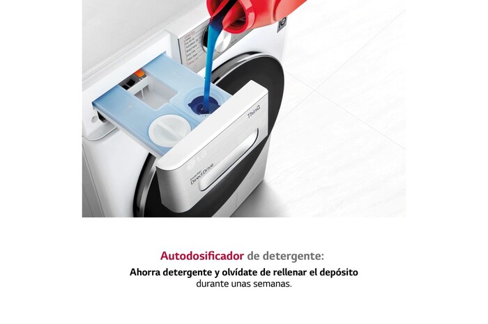 LG Lavadora inteligente  AI Direct Drive TM, con Vapor, autodosificación detergente, 9kg, 1400,  Clasificación B Blanca, Serie 350, F4WV3509S3W