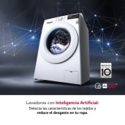 LG Lavadora inteligente  AI Direct Drive TM, con Vapor, autodosificación detergente, 9kg, 1400,  Clasificación B Blanca, Serie 350, F4WV3509S3W