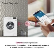 LG Lavadora inteligente  AI Direct Drive TM, con Vapor, autodosificación detergente, 9kg, 1400,  Clasificación B Blanca, Serie 350, F4WV3509S3W