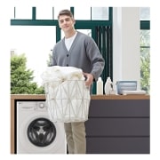 LG Lavadora inteligente  AI Direct Drive TM, con Vapor, autodosificación detergente, 9kg, 1400,  Clasificación B Blanca, Serie 350, F4WV3509S3W