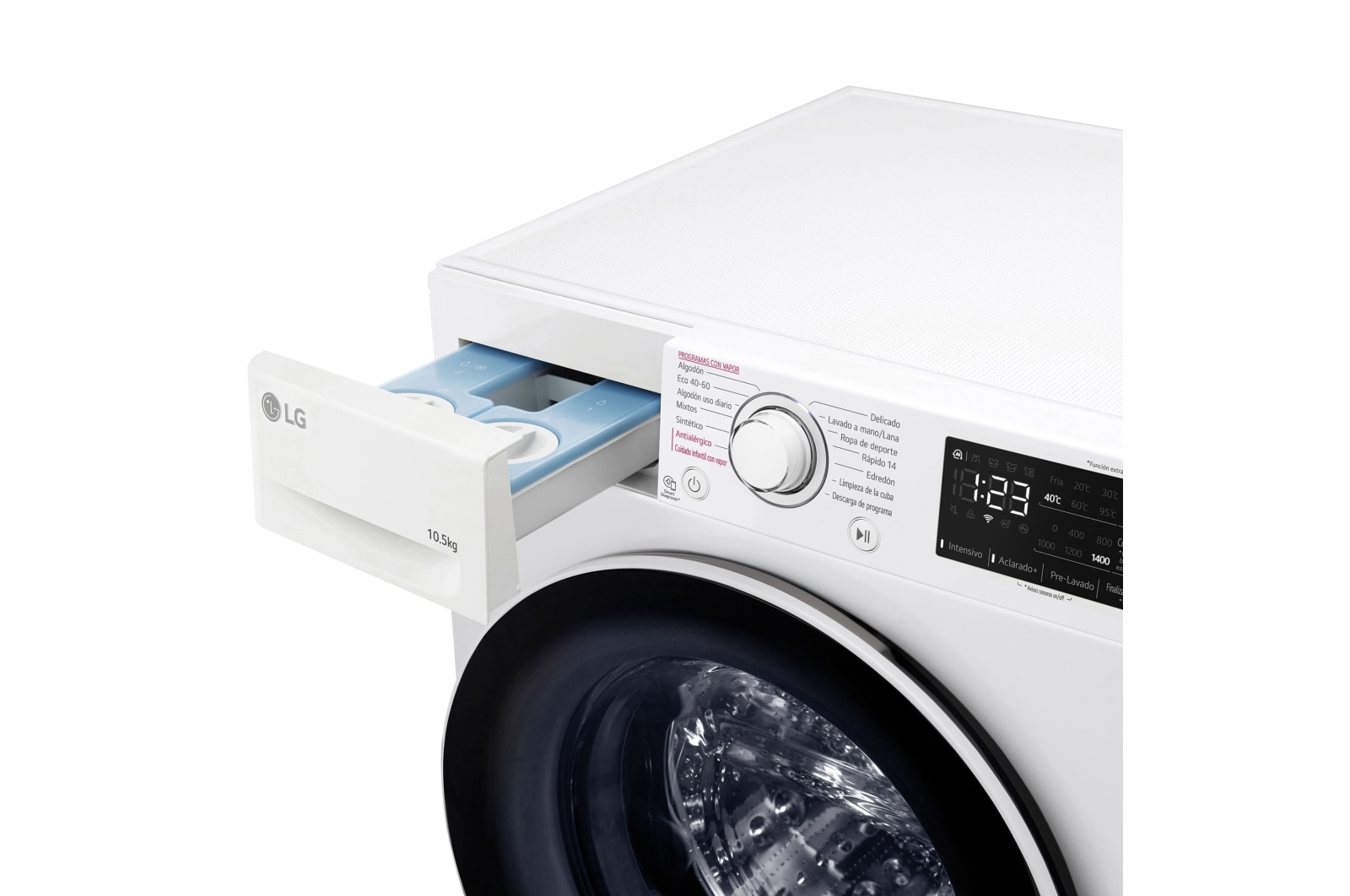 LG Lavadora inteligente AI Direct Drive con autodosificación de detergente, 10,5kg, 1400rpm, Clasificación B, Blanca, Serie 350, F4WV3510S0W