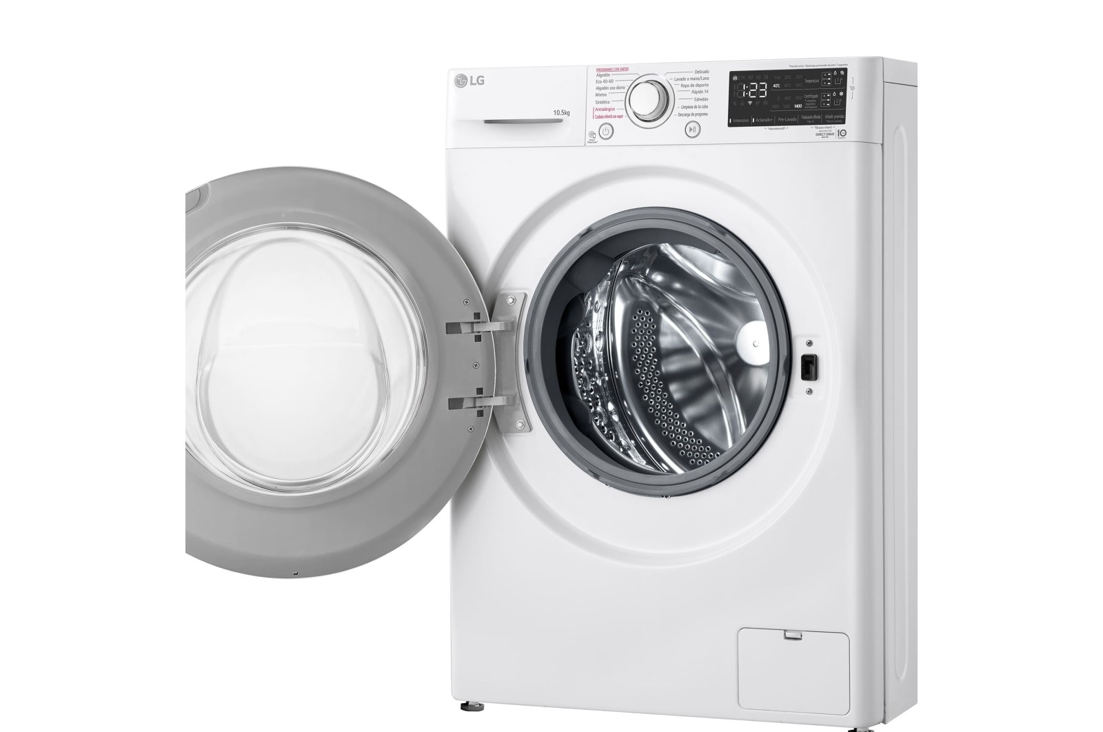 LG Lavadora inteligente AI Direct Drive con autodosificación de detergente, 10,5kg, 1400rpm, Clasificación B, Blanca, Serie 350, F4WV3510S0W