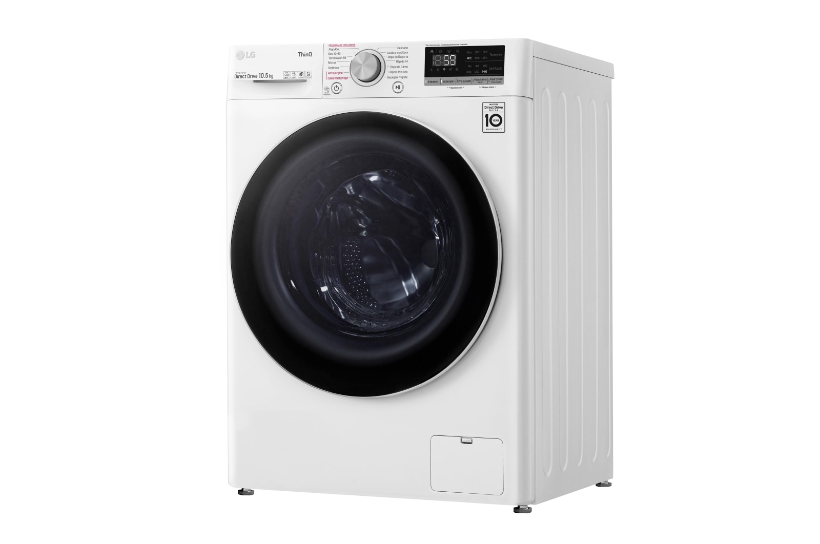 LG Lavadora inteligente AI Direct Drive 10,5kg, 1400rpm, Clasificación B, Blanca, Serie 700, F4WV5010S0W