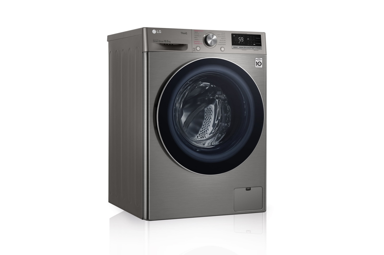 LG Lavadora inteligente AI Direct Drive™, TurboWash 59, 10,5kg, 1400rpm, Clasificación B, Inox antihuellas, Serie 700, F4WV5010S2S