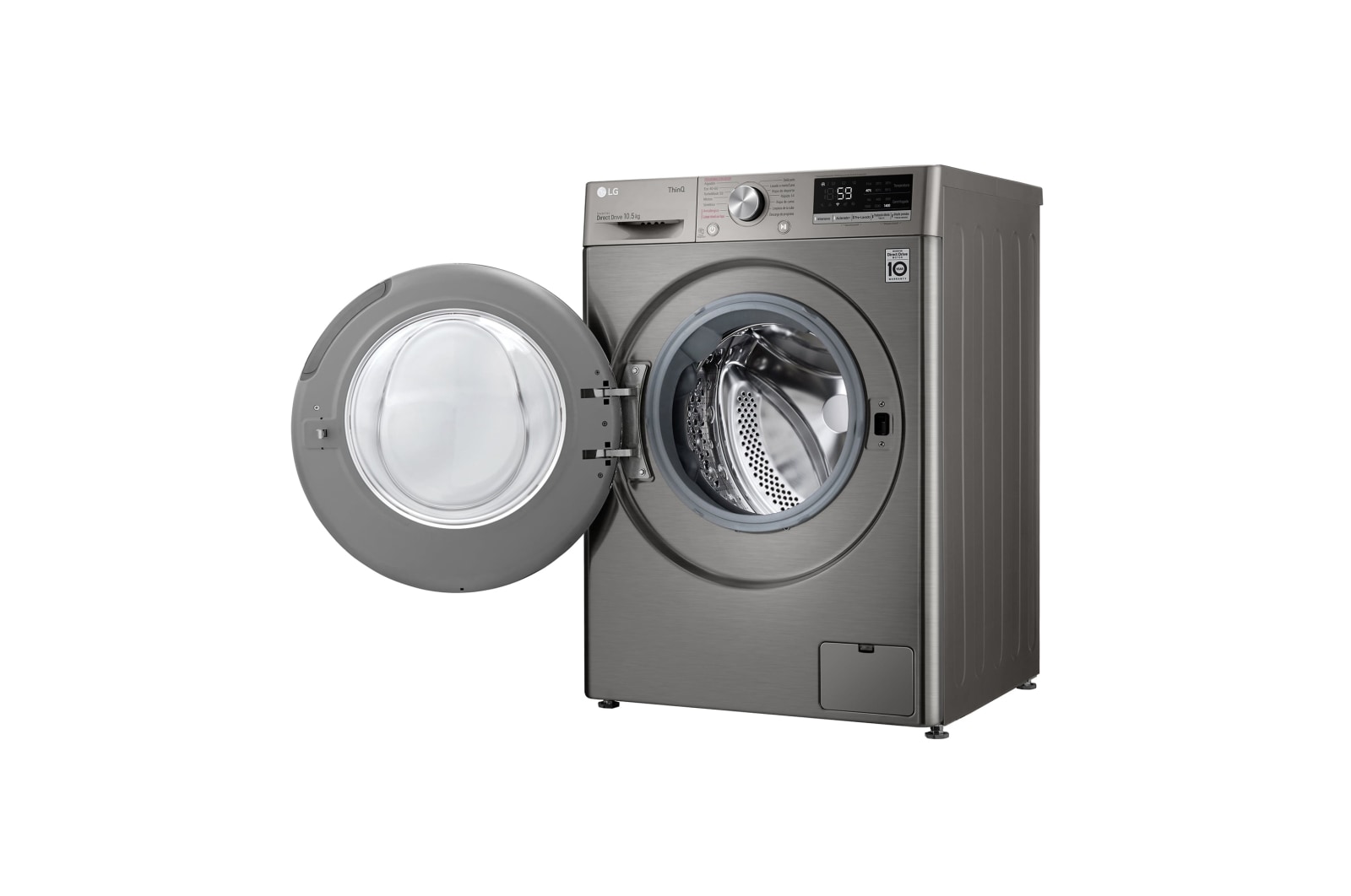 LG Lavadora inteligente AI Direct Drive™, TurboWash 59, 10,5kg, 1400rpm, Clasificación B, Inox antihuellas, Serie 700, F4WV5010S2S