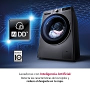 LG Lavadora inteligente AI Direct Drive™, TurboWash 59, 10,5kg, 1400rpm, Clasificación B, Inox antihuellas, Serie 700, F4WV5010S2S