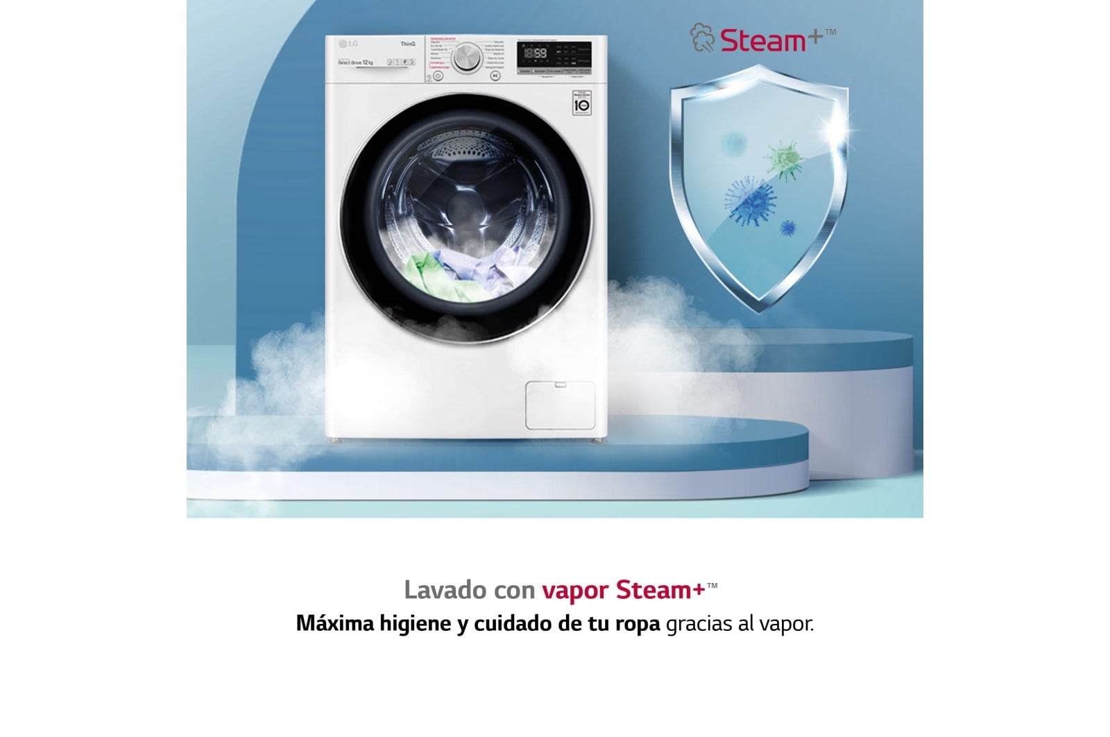 LG Lavadora inteligente AI Direct Drive 12kg, 1400rpm, Clasificación B, Blanca, Serie 500, F4WV5012S0W