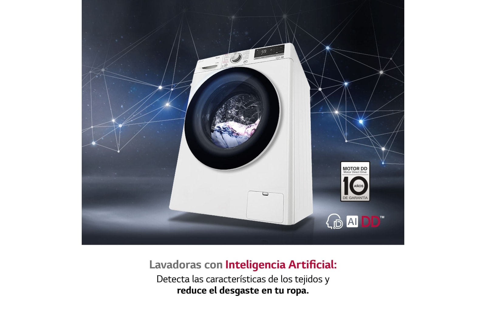 LG Lavadora inteligente AI Direct Drive 10,5kg, 1400rpm, Clasificación A, Blanca, Serie 500, F4WV510S0WA